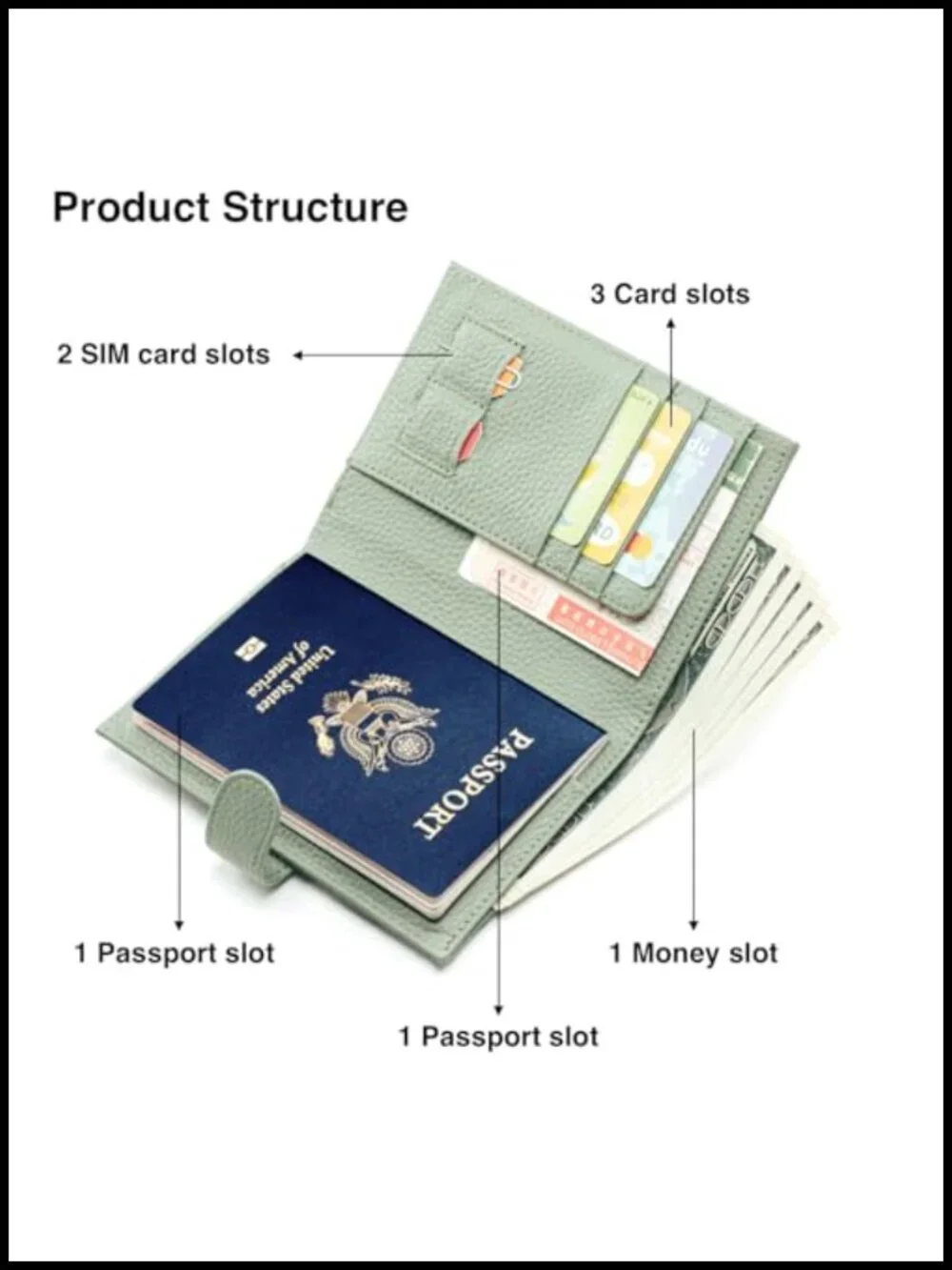 Slim Genuine Leather RFID Passport Holder Travel Wallet Cash Zipper Coin Pocket